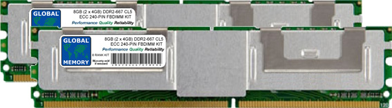 8GB (2 x 4GB) DDR2 667MHz PC2-5300 240-PIN ECC FULLY BUFFERED DIMM (FBDIMM) MEMORY RAM KIT FOR SERVERS/WORKSTATIONS/MOTHERBOARDS (8 RANK KIT NON-CHIPKILL)